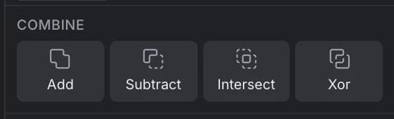 The Combine tiles in the Properties panel: Add, Subtract, Intersect and Xor